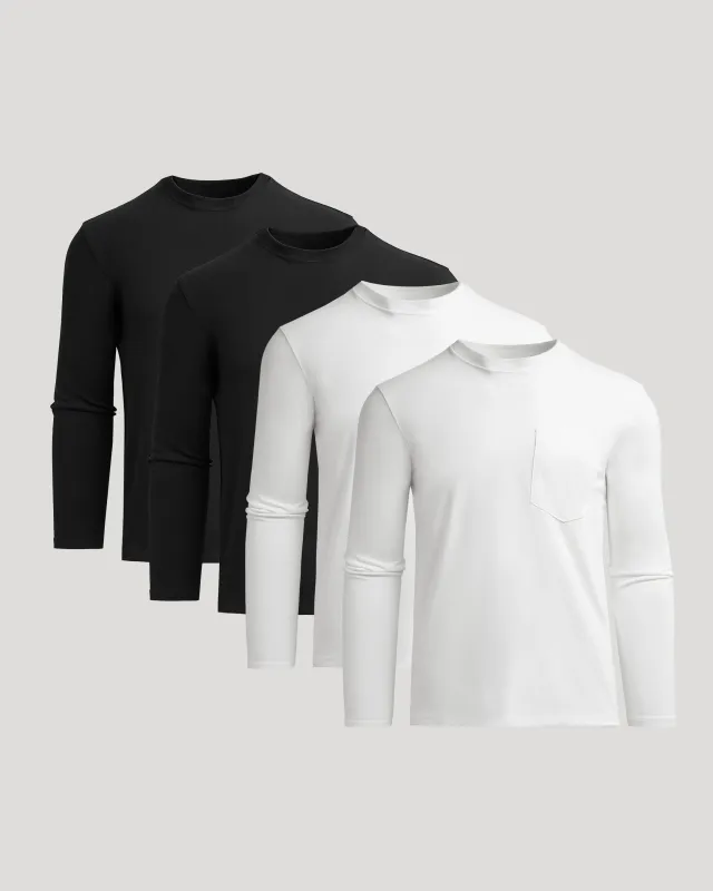 Black & White Heavyweight Long Sleeve Pocket Crew 4-Pack sold by True Classic