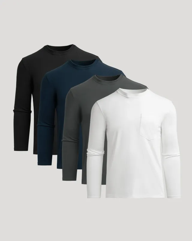 Staple Heavyweight Long Sleeve Pocket Crew 4-Pack sold by True Classic