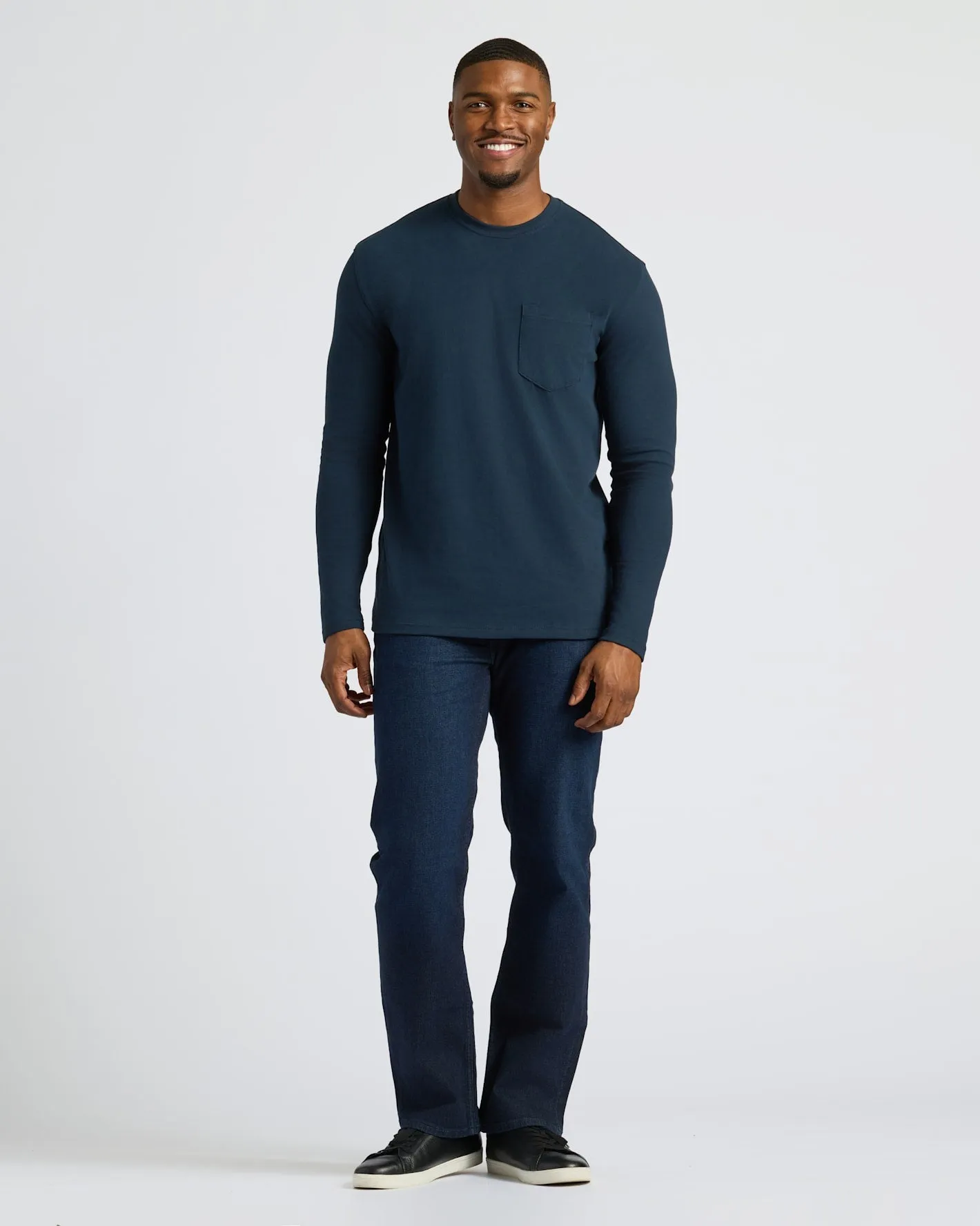 Black & Navy Tall Heavyweight Long Sleeve Pocket Crew 2-Pack sold by True Classic product image thumbnail 4