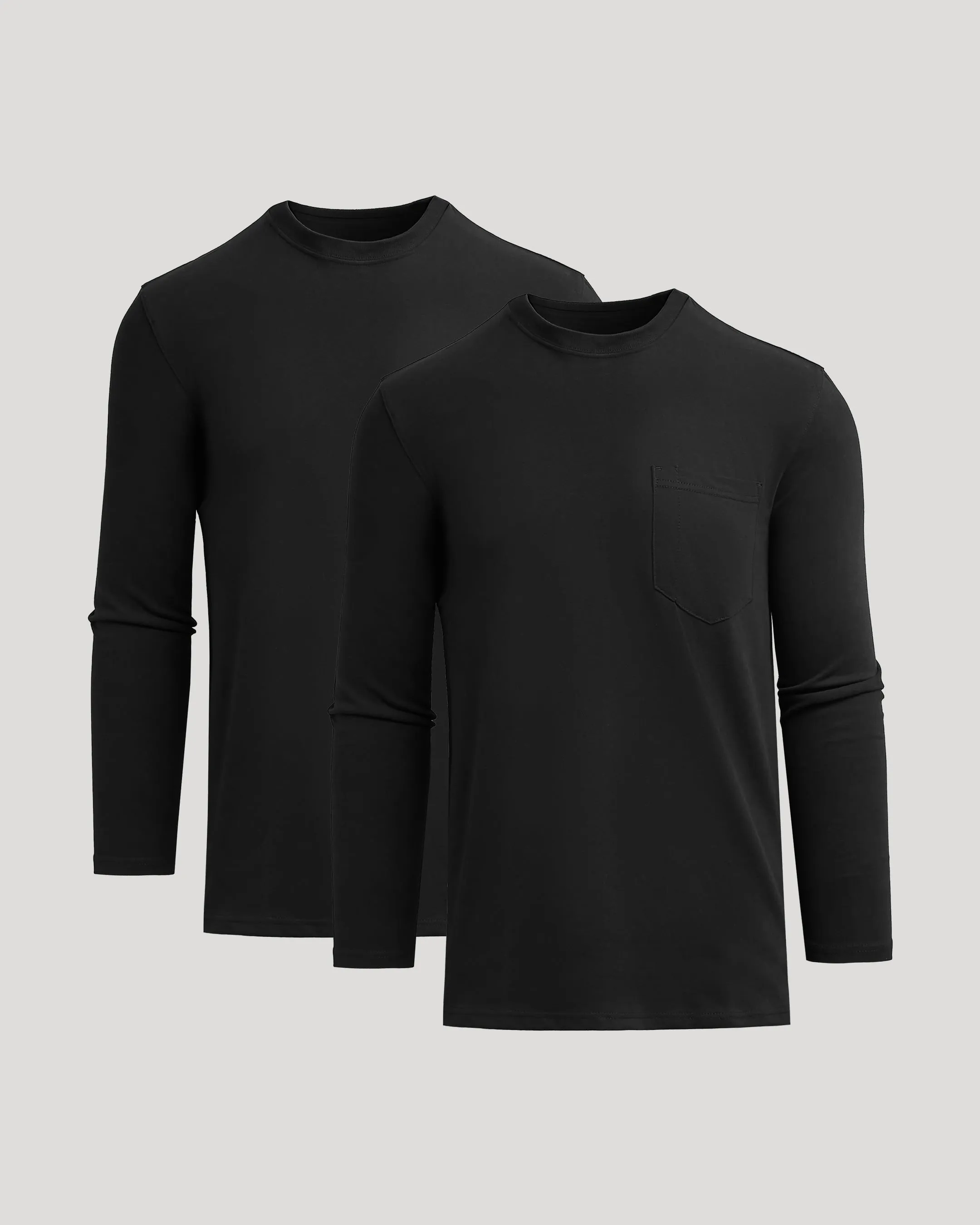Black Tall Heavyweight Long Sleeve Pocket Crew 2-Pack sold by True Classic