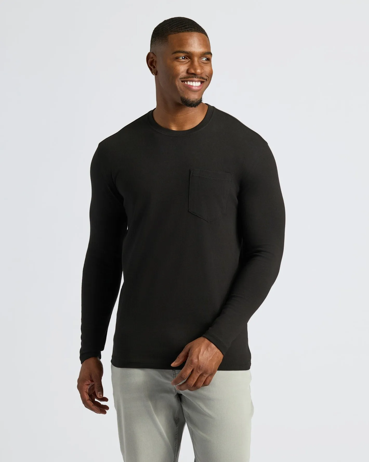 Black Tall Heavyweight Long Sleeve Pocket Crew 2-Pack sold by True Classic product image thumbnail 5