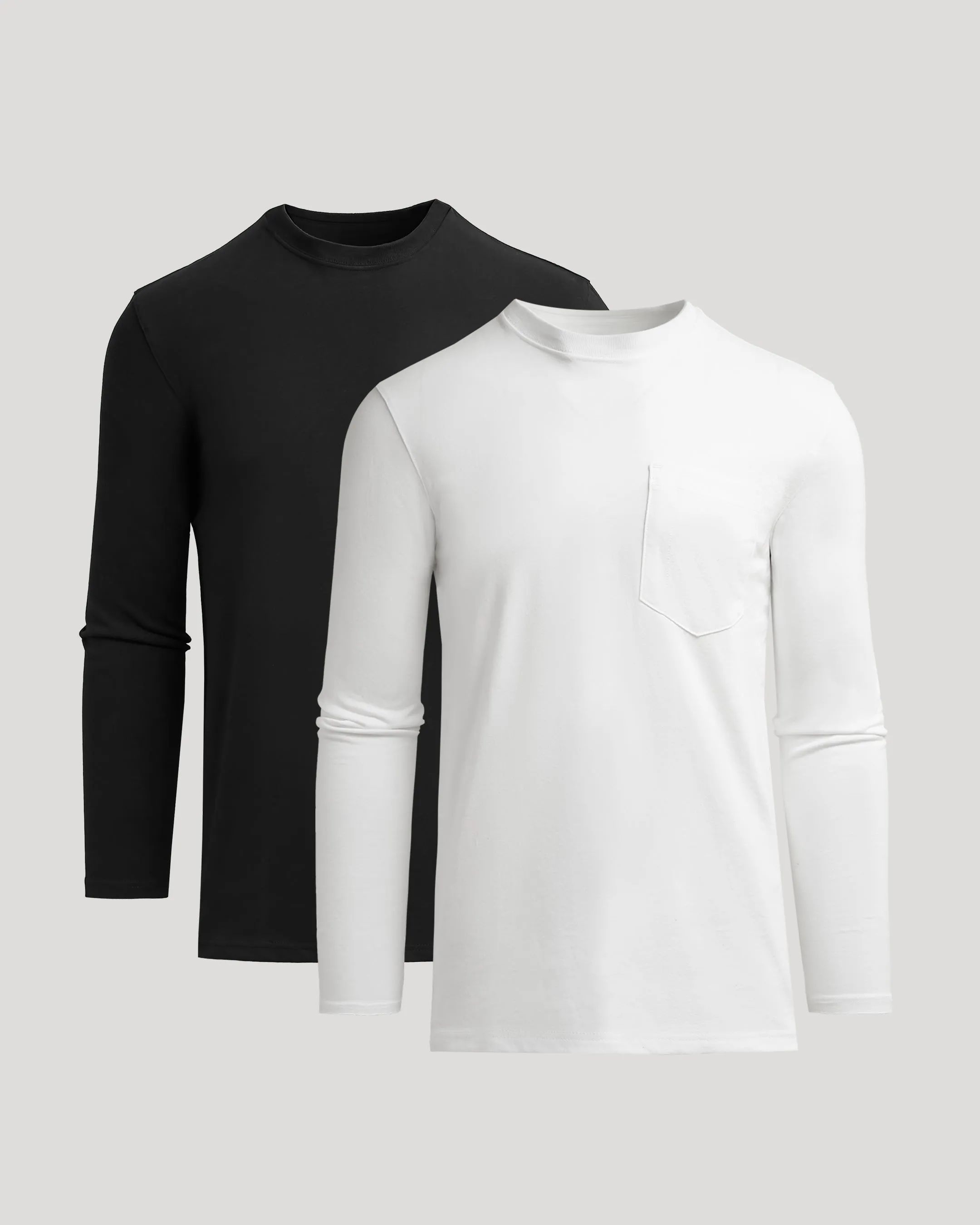 Black & White Tall Heavyweight Long Sleeve Pocket Crew 2-Pack sold by True Classic