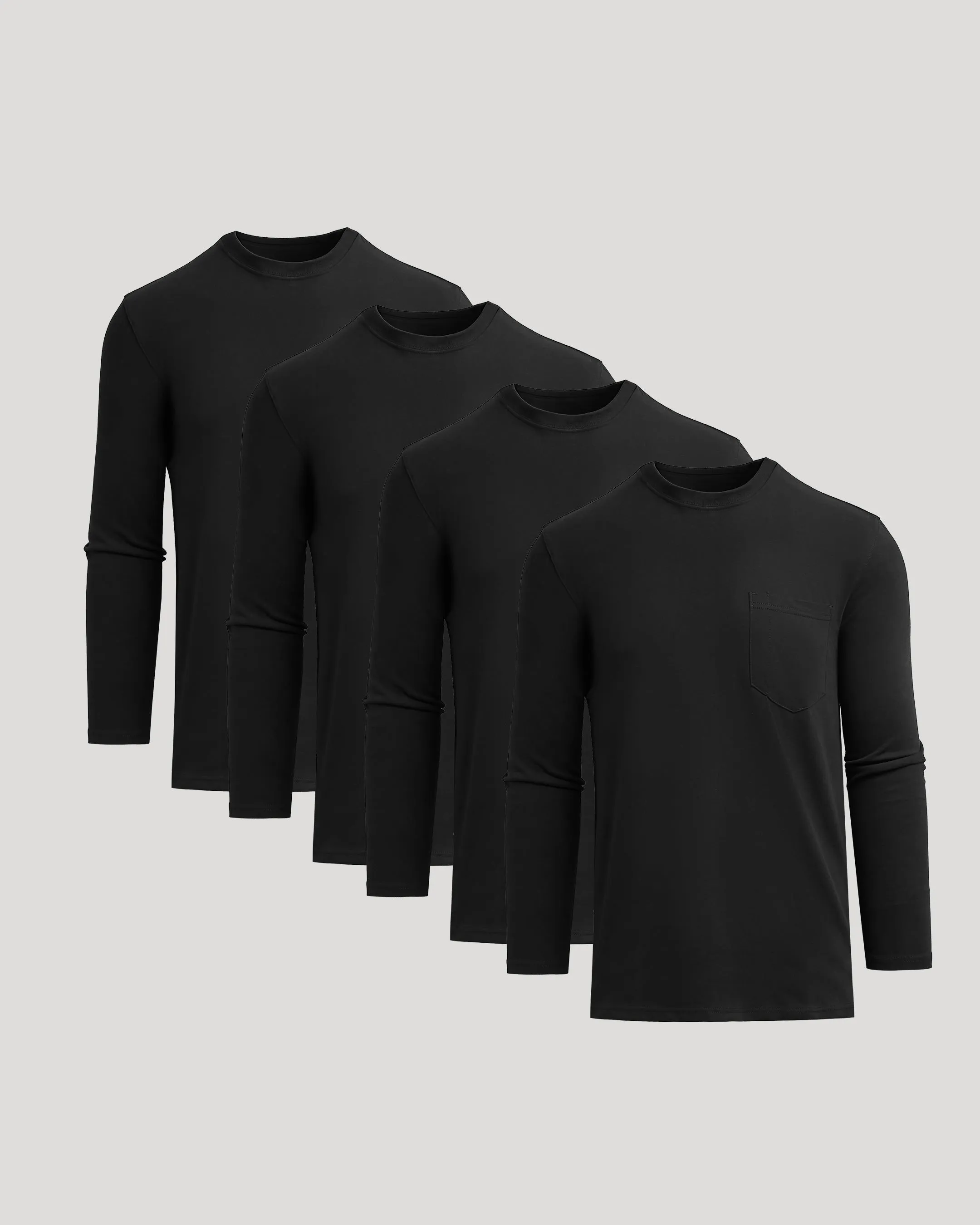 Black Tall Heavyweight Long Sleeve Pocket Crew 4-Pack sold by True Classic