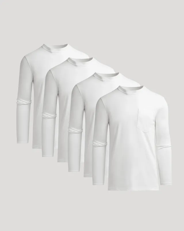 White Tall Heavyweight Long Sleeve Pocket Crew 4-Pack sold by True Classic
