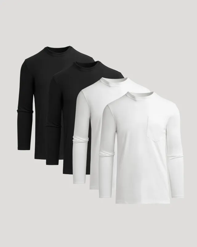 Black & White Tall Heavyweight Long Sleeve Pocket Crew 4-Pack sold by True Classic