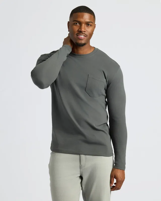 Carbon Tall Heavyweight Long Sleeve Pocket Crew sold by True Classic
