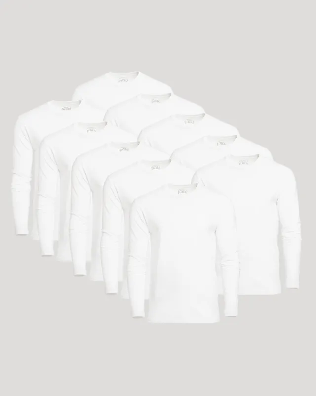 White Classic Long Sleeve Crew Neck 10-Pack sold by True Classic