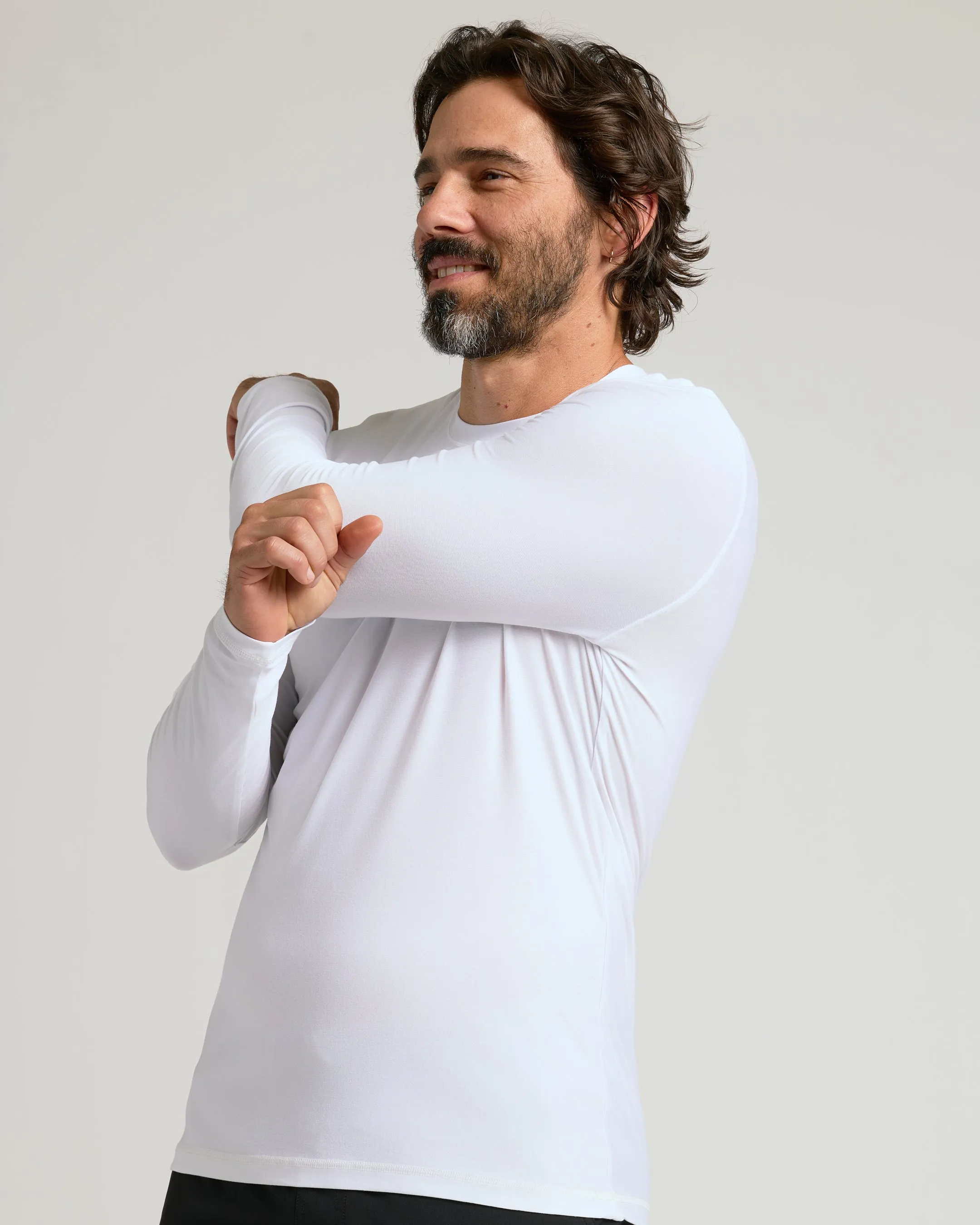 All White Active Long Sleeve Crew 3-Pack sold by True Classic product image thumbnail 5