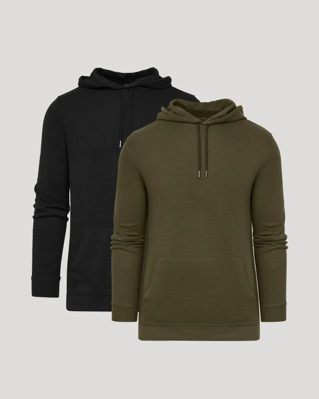 Black & Military Green Waffle Hoodie 2-Pack sold by True Classic