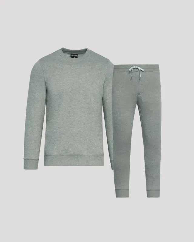 Medium Heather Gray Pullover Fleece Crew & Jogger 2-Pack sold by True Classic