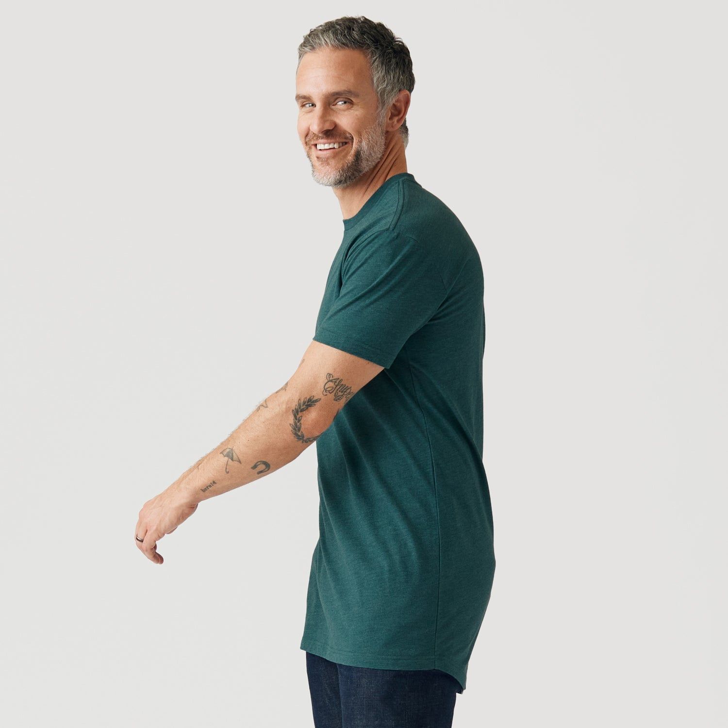 Heather Emerald Tall Round Hem Crew Neck T-Shirt sold by True Classic product image thumbnail 4