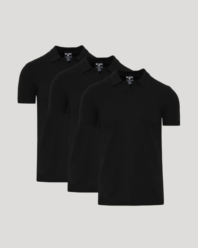 All Black Dressy Polo 3-Pack sold by True Classic