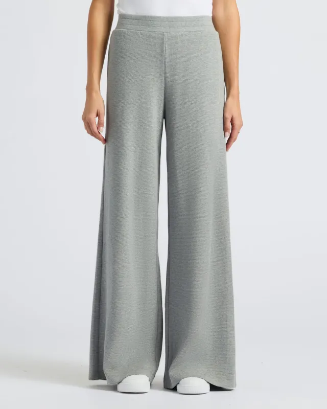 Womens Heather Gray Waffle Wide Leg Pants sold by True Classic