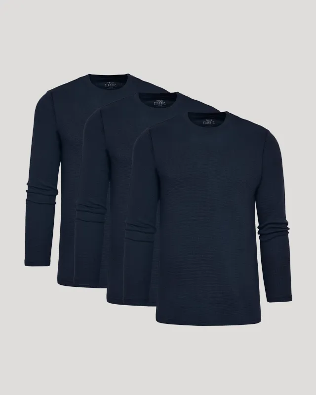 Navy Long Sleeve Waffle Crew 3-Pack sold by True Classic