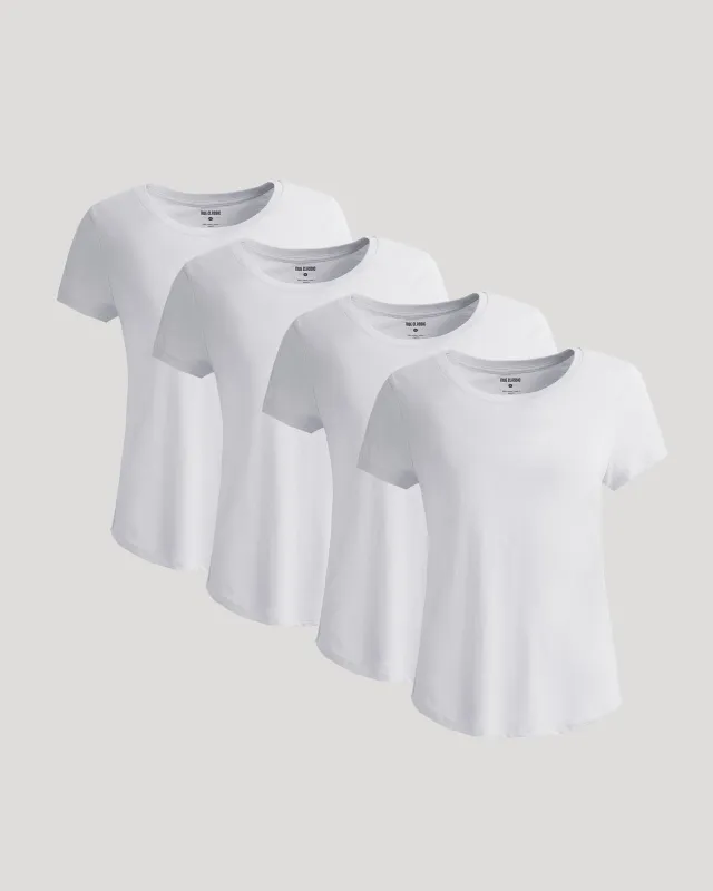 Womens White Slub Scoop Neck Tee 4-Pack sold by True Classic