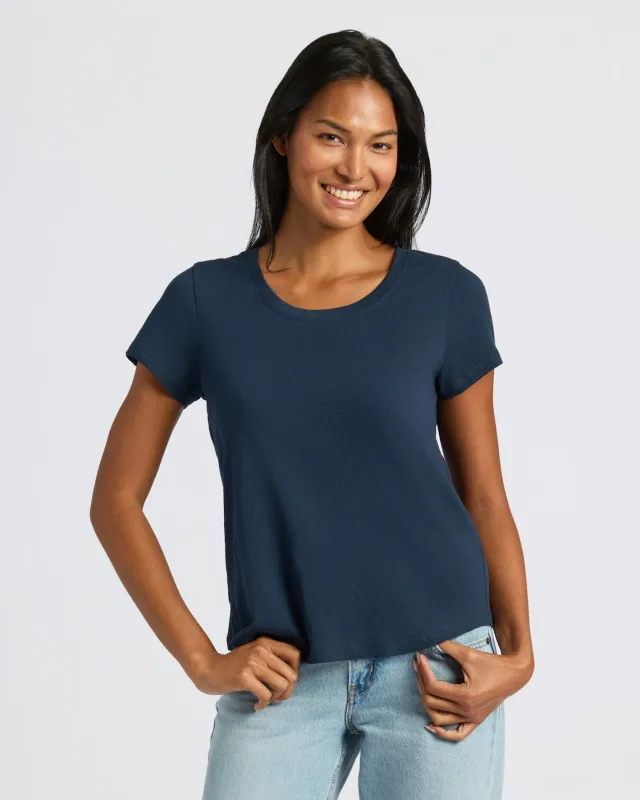 Womens Navy Slub Scoop Neck Tee sold by True Classic