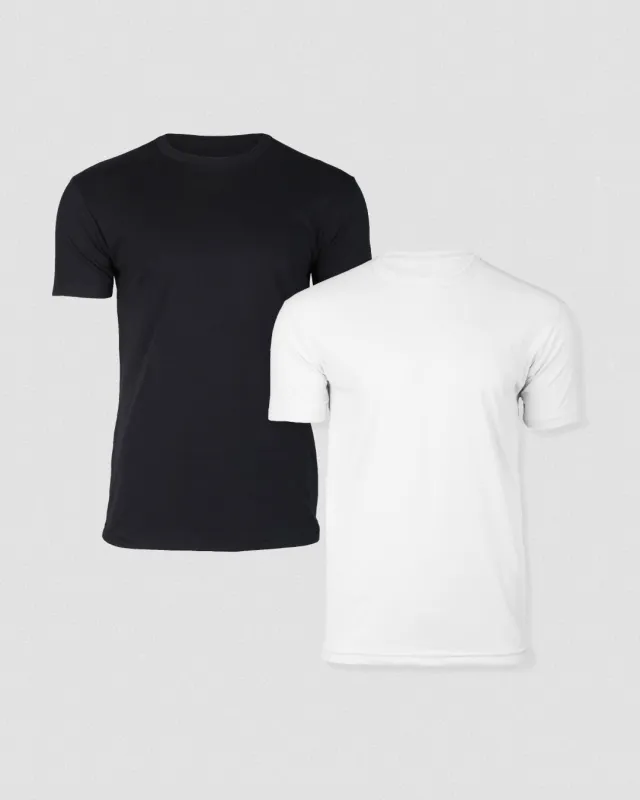 True Classic Men's Black & White Crew Neck 2-Pack - Premium Fitted Cotton Tees for Men, Casual Minimalist Style, Summer Wear sold by True Classic