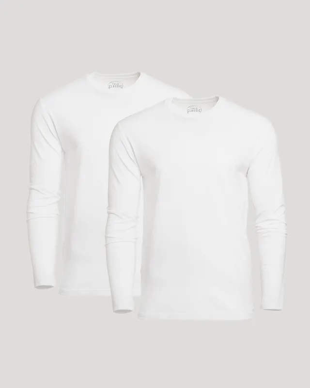 All White Classic Long Sleeve Crew 2-Pack sold by True Classic