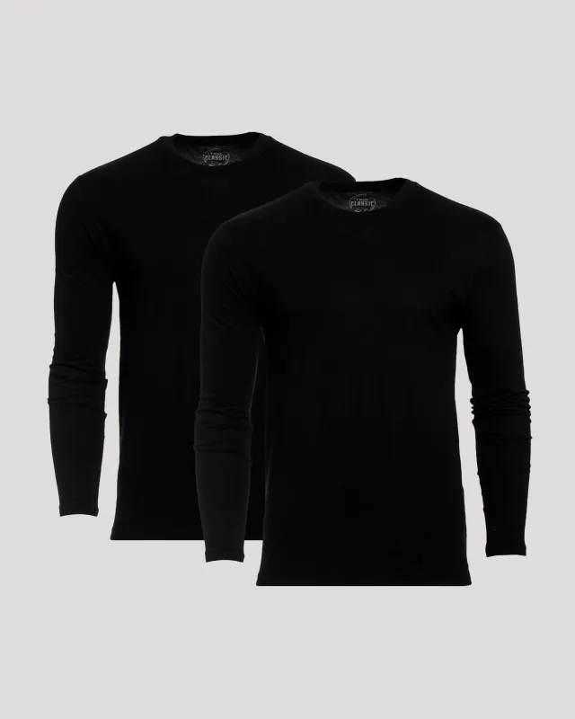 All Black Classic Long Sleeve Crew 2-Pack sold by True Classic