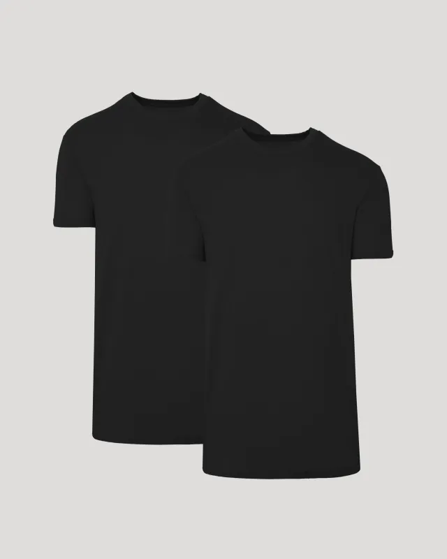 Black Classic Tall Straight Hem Crew Neck T-Shirt 2-Pack made by True Classic