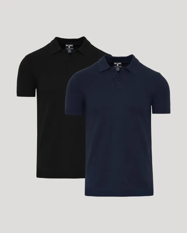 Black & Navy Dressy Polo 2-Pack sold by True Classic