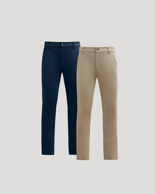 Navy & Khaki Slim Comfort Knit Chino 2-Pack sold by True Classic