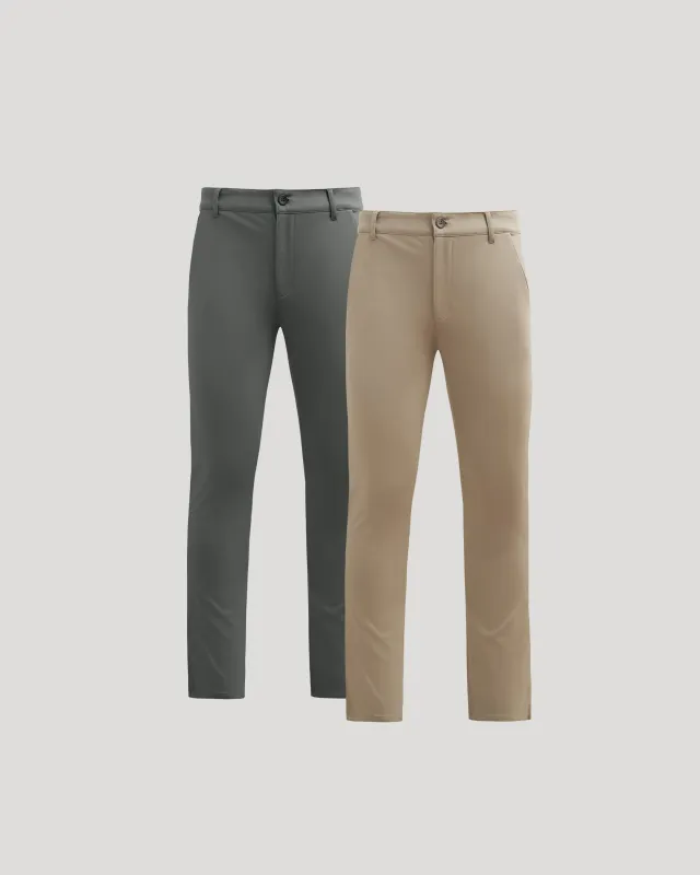 Carbon & Khaki Slim Comfort Knit Chino 2-Pack sold by True Classic