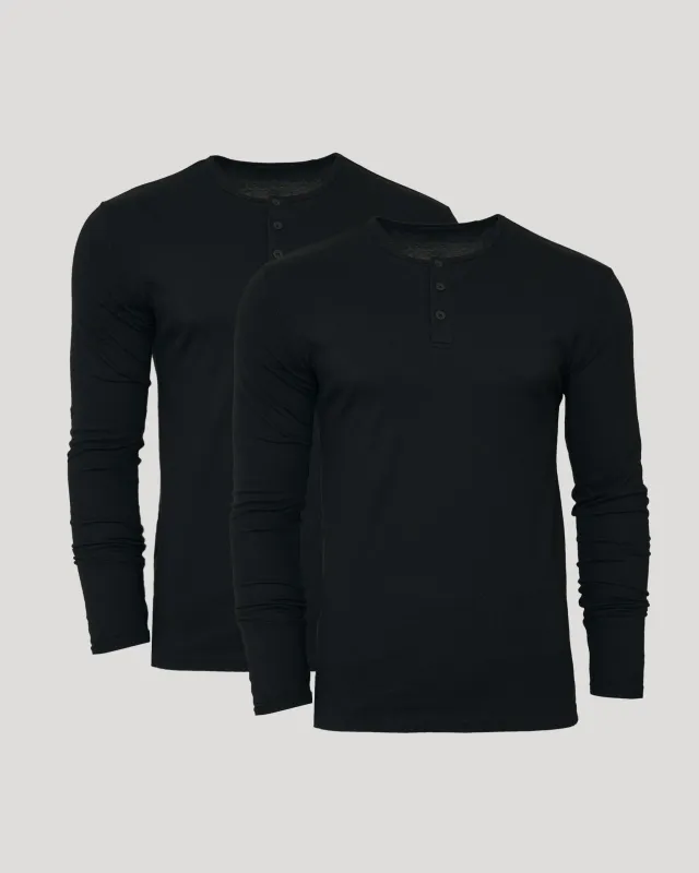 All Black Classic Henley 2-Pack sold by True Classic