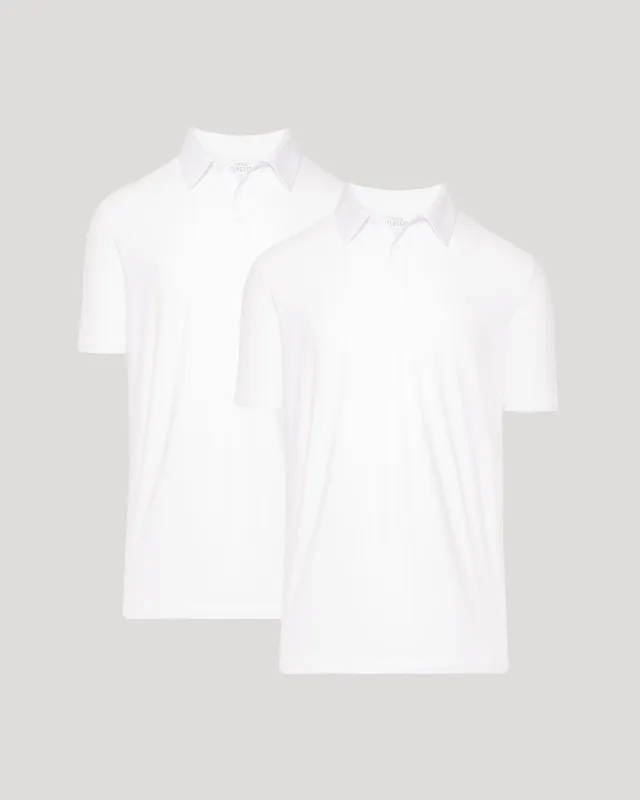 All White Active Polo 2-Pack made by True Classic