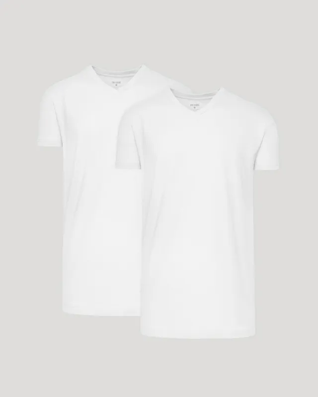White Short Sleeve Tall Classic V-Neck 2-Pack sold by True Classic