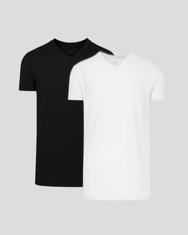 Black & White Short Sleeve Tall Classic V-Neck 2-Pack sold by True Classic