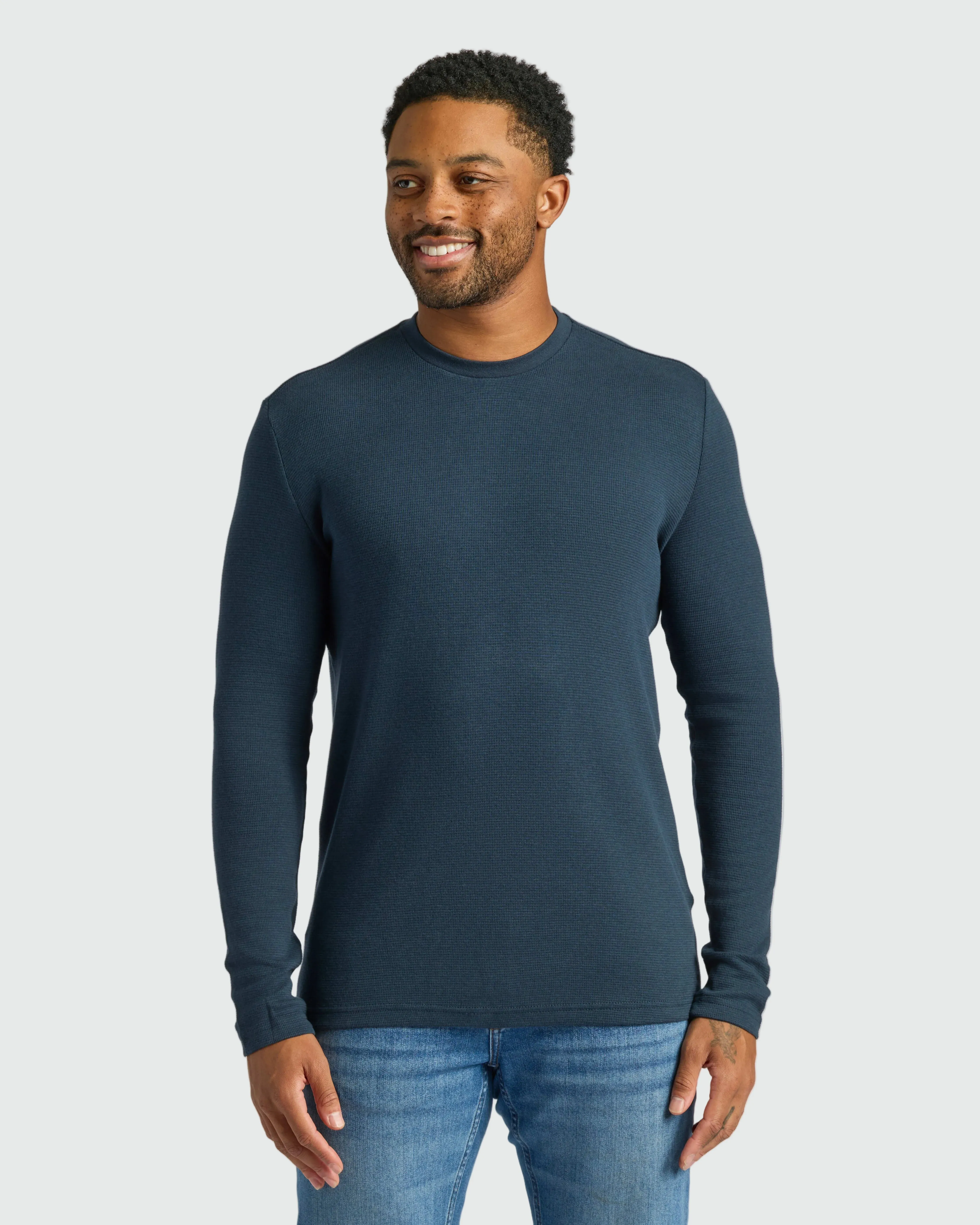 All Navy Waffle Long Sleeve Crew 2-Pack sold by True Classic product image thumbnail 2