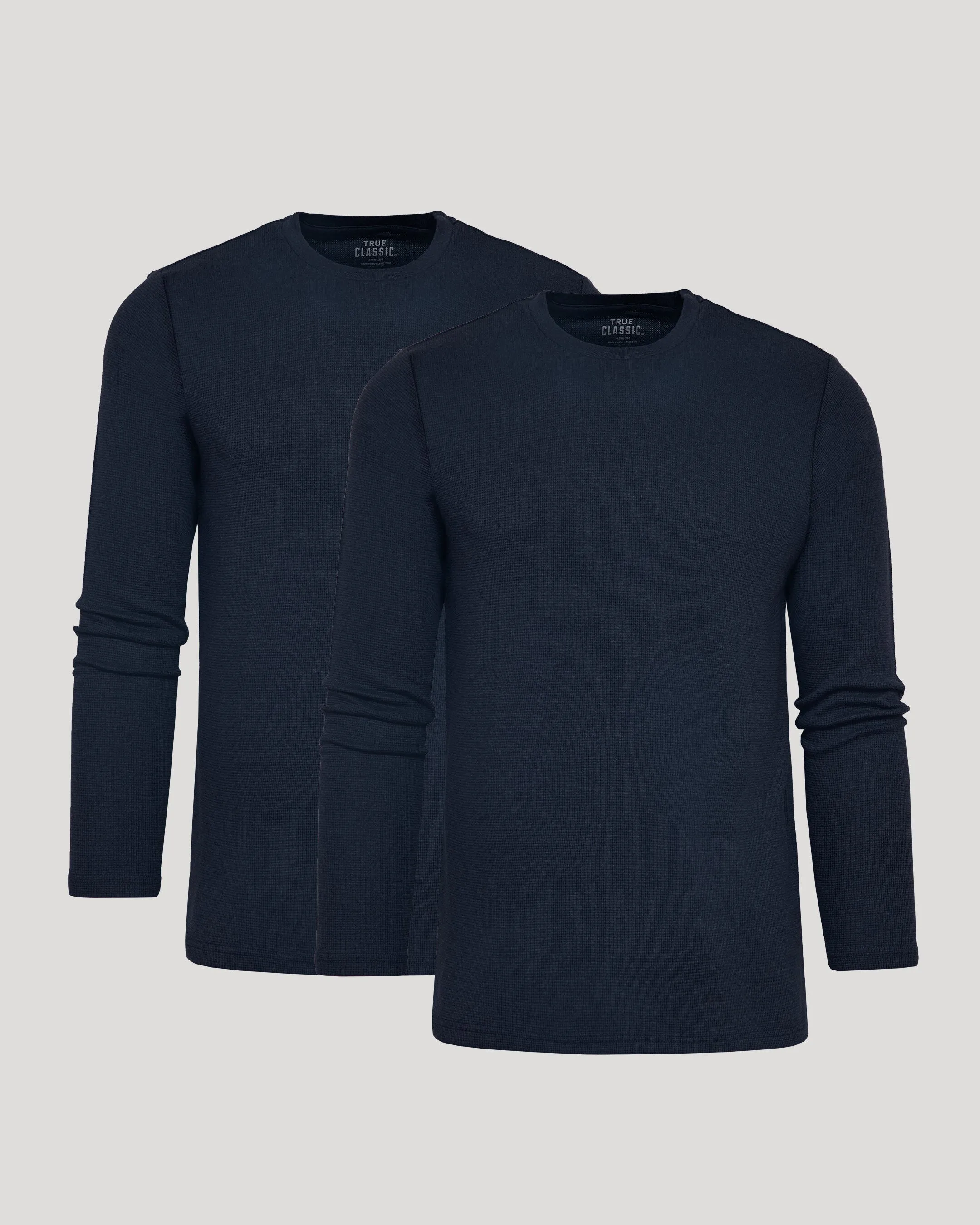 All Navy Waffle Long Sleeve Crew 2-Pack sold by True Classic