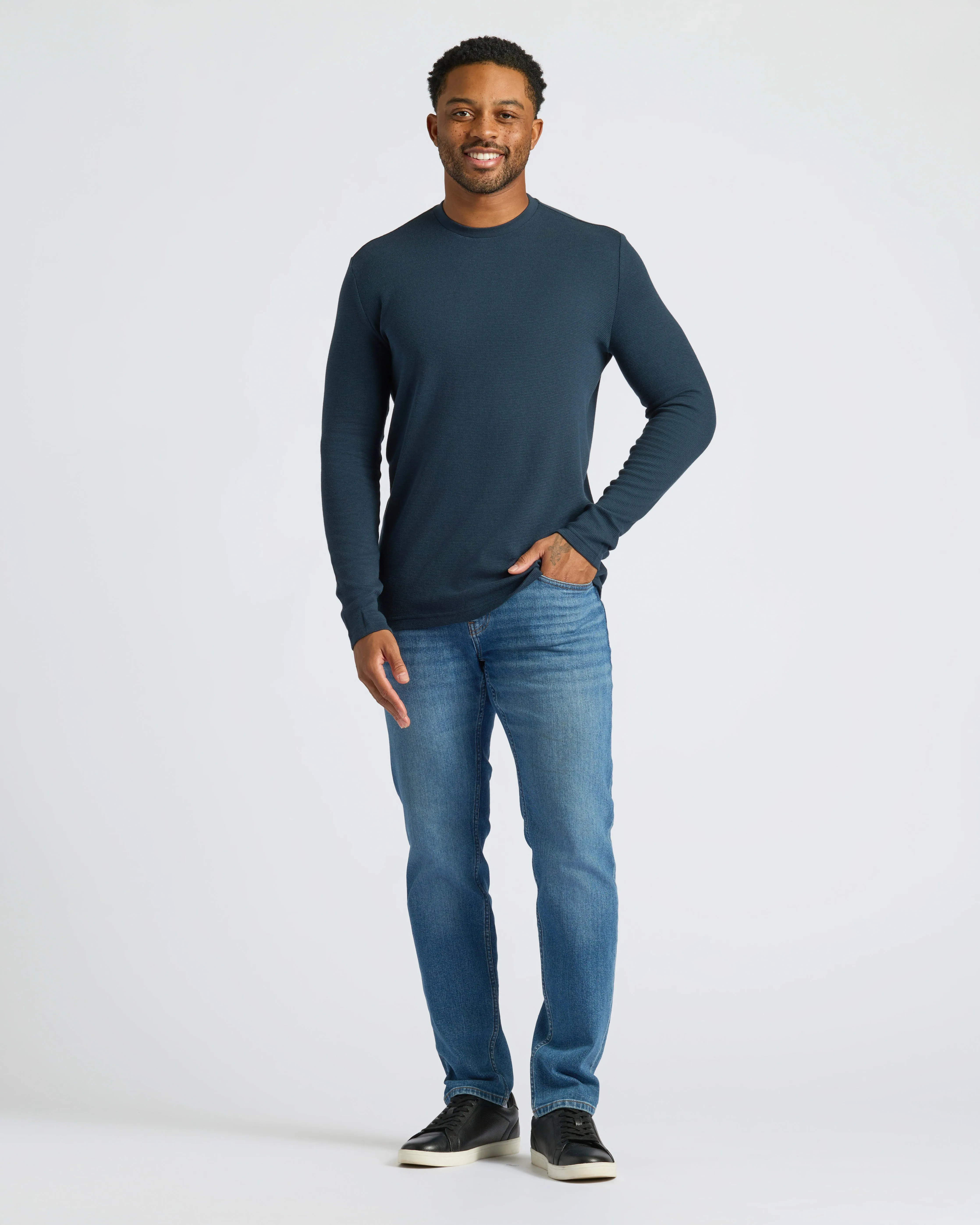 All Navy Waffle Long Sleeve Crew 2-Pack sold by True Classic product image thumbnail 3