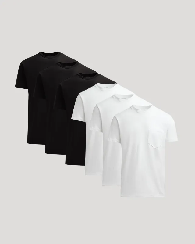 Black & White Heavyweight Pocket Crew 6-Pack made by True Classic