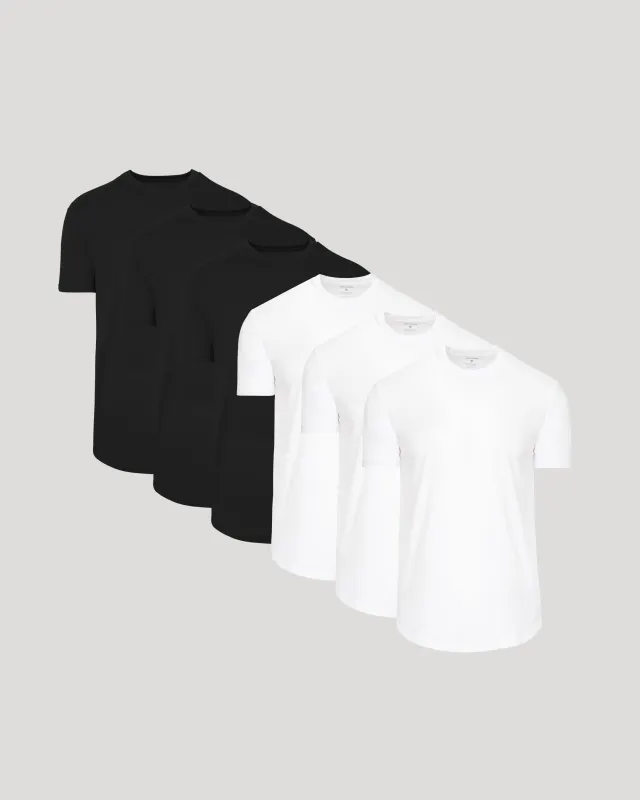 Black & White Curved Hem Classic Crew Neck 6-Pack made by True Classic