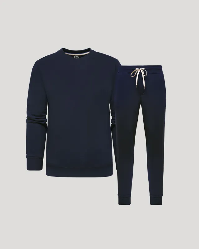 Navy Pullover Fleece Crew & Jogger 2-Pack made by True Classic