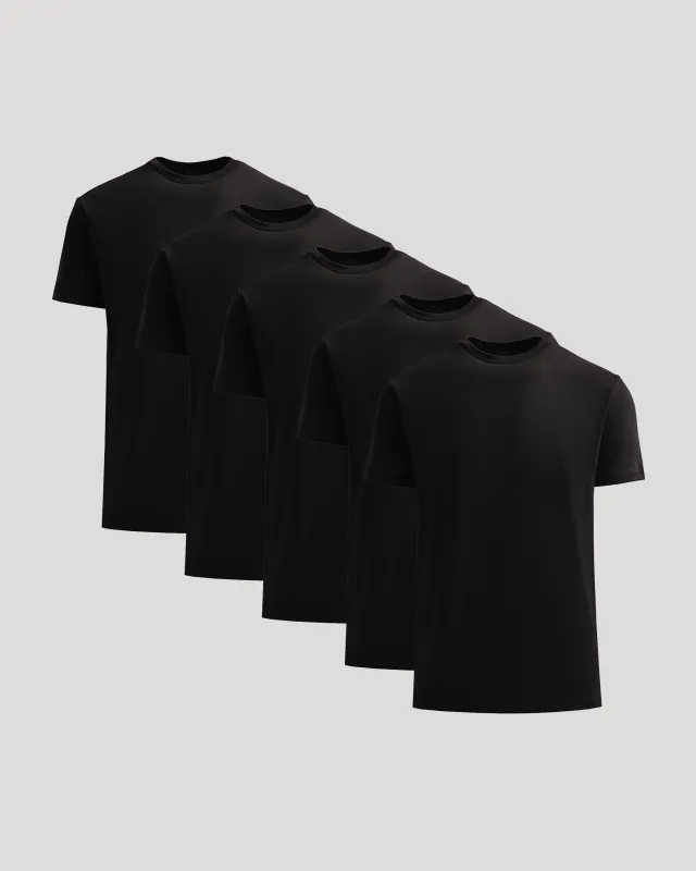 All Black Heavyweight Crew 5-Pack made by True Classic