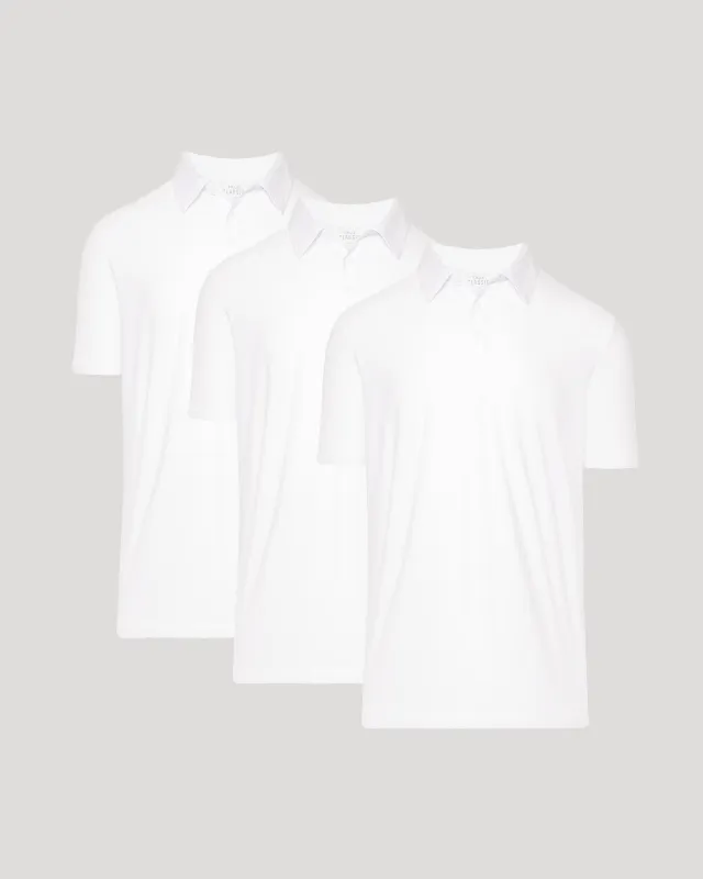 All White Active Short Sleeve Polo 3-Pack made by True Classic