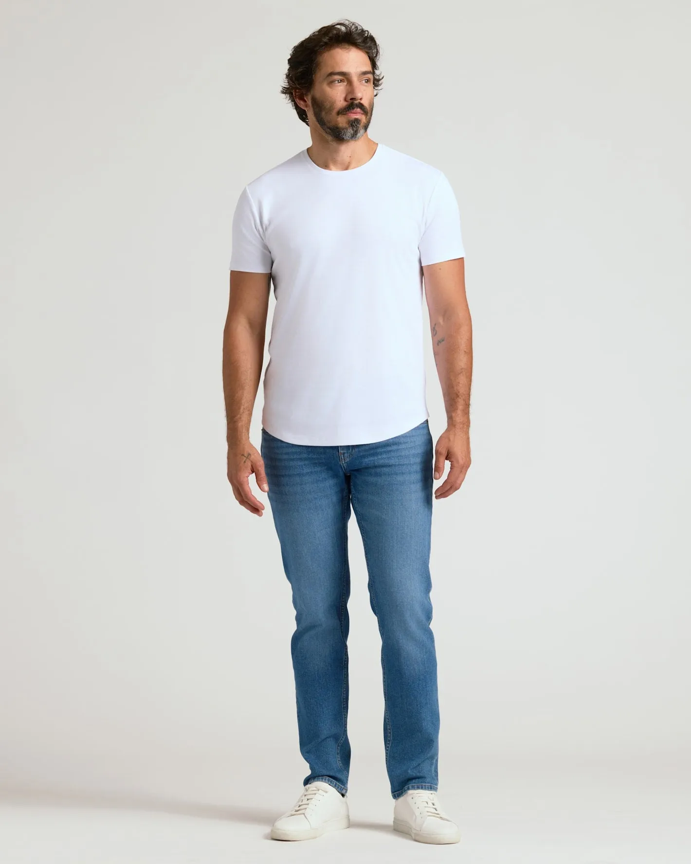 All White Pima Cotton Blend Curved Hem Crew 7-Pack sold by True Classic product image thumbnail 4