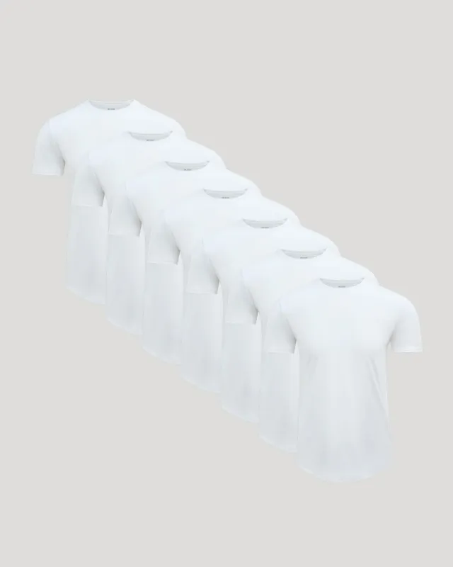 All White Pima Cotton Blend Curved Hem Crew 7-Pack made by True Classic