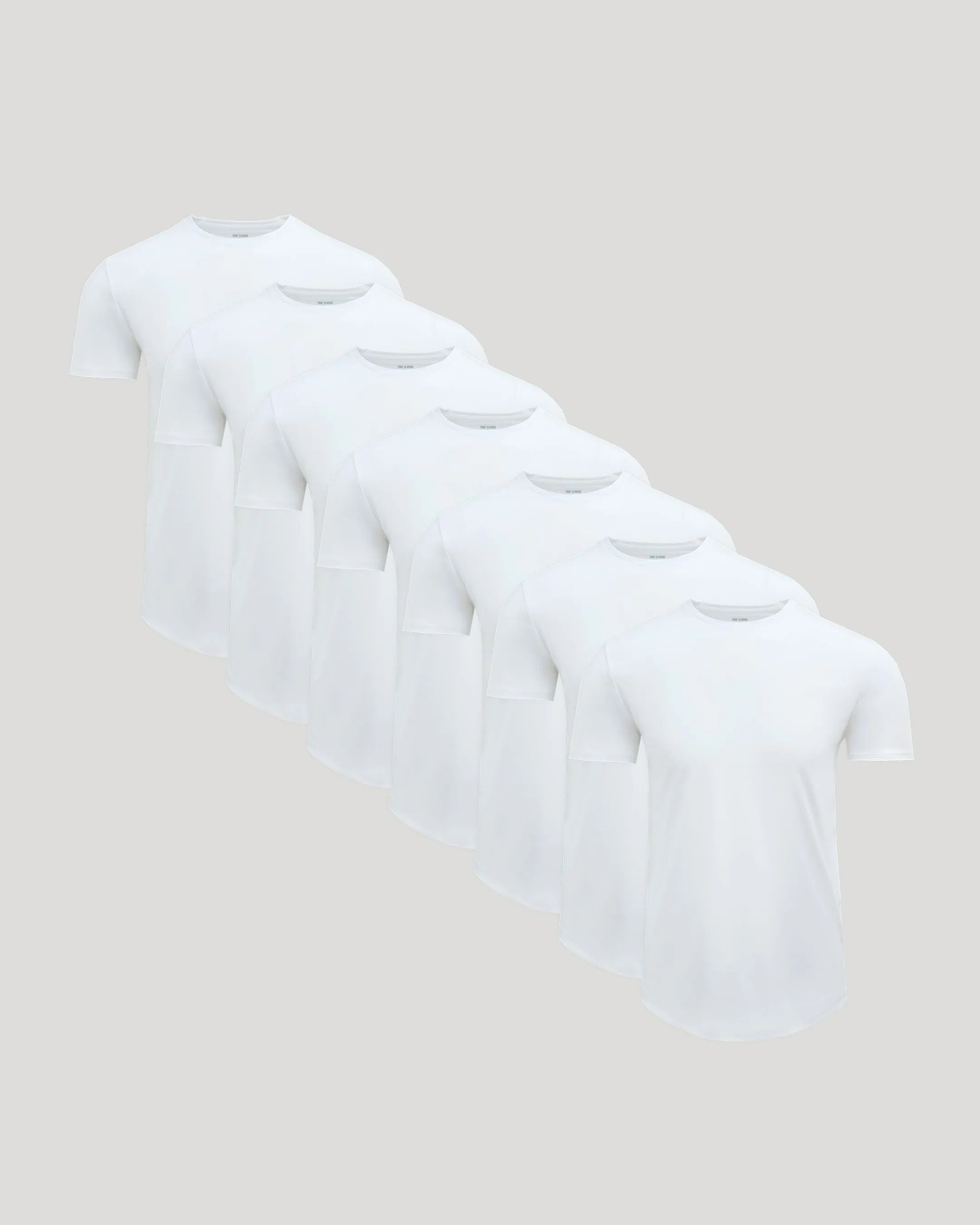 All White Pima Cotton Blend Curved Hem Crew 7-Pack sold by True Classic
