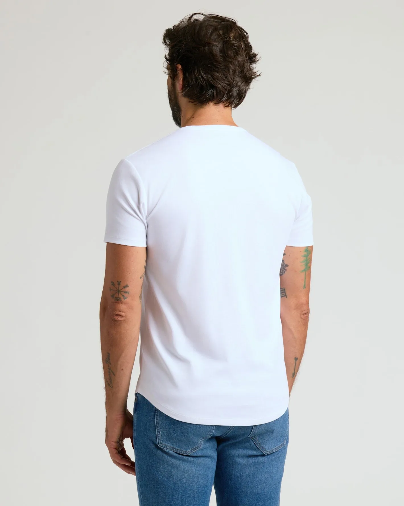 Optic White Pima Cotton Blend Curved Hem Crew sold by True Classic product image thumbnail 5