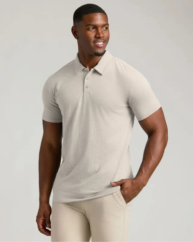 Oatmeal Short Sleeve Tall Polo made by True Classic