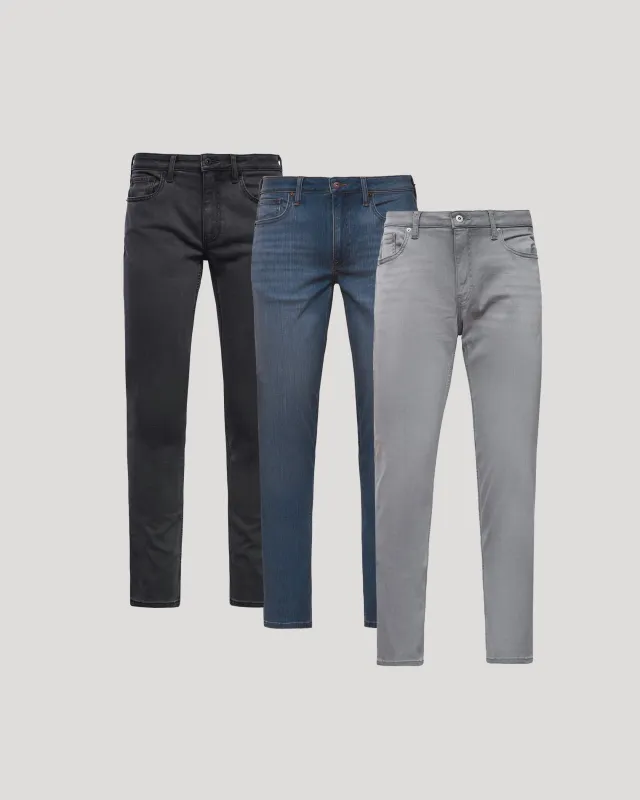 Gray Medium Indigo Slim Comfort Stretch Jeans 3-Pack made by True Classic