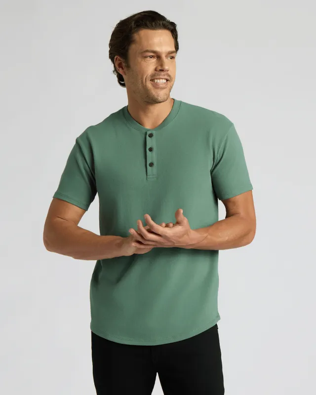 Neo Fern Heavyweight Curved Hem Henley made by True Classic