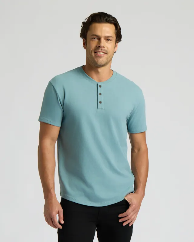 Citadel Heavyweight Curved Hem Henley made by True Classic