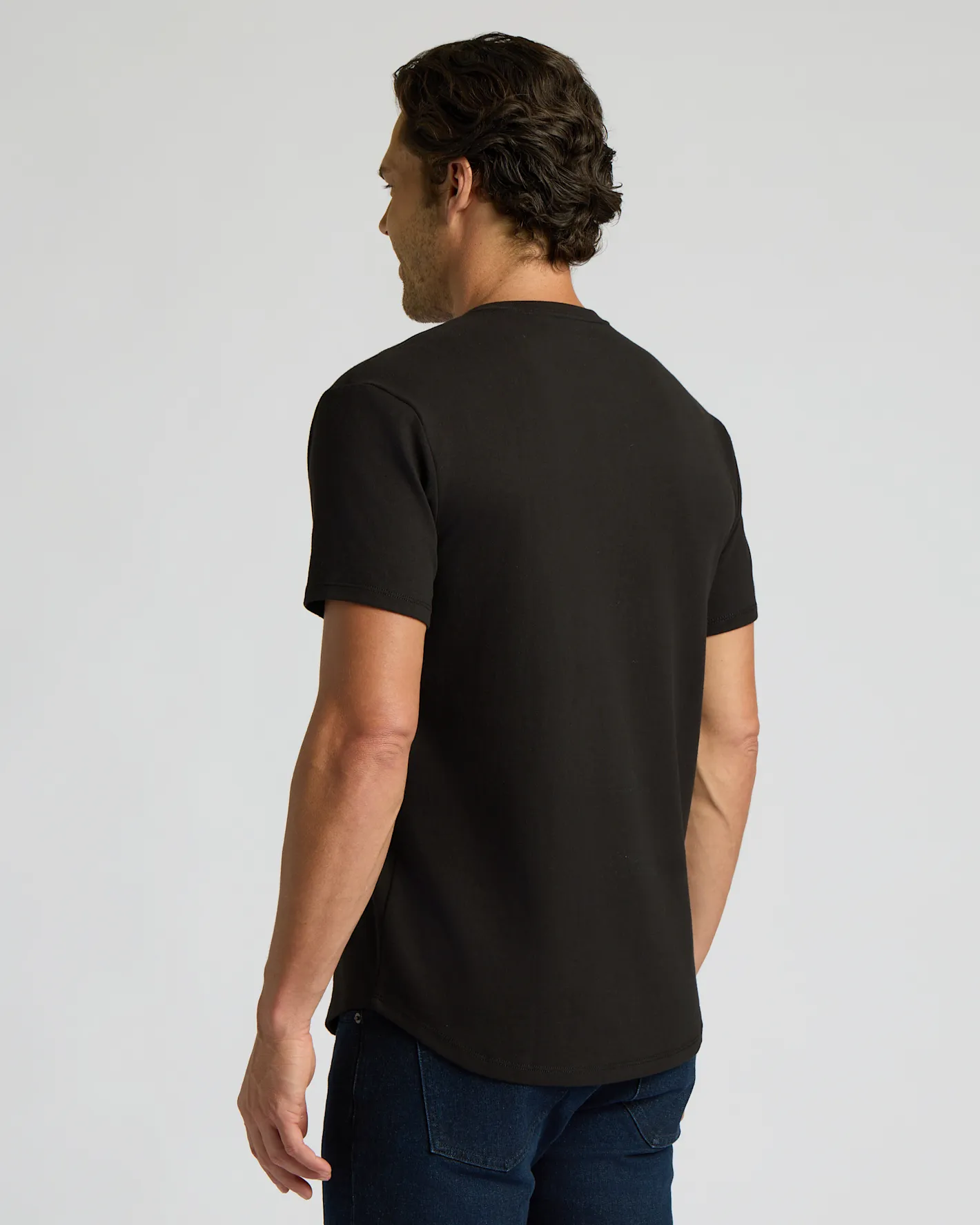 Black Heavyweight Curved Hem Henley sold by True Classic product image thumbnail 4