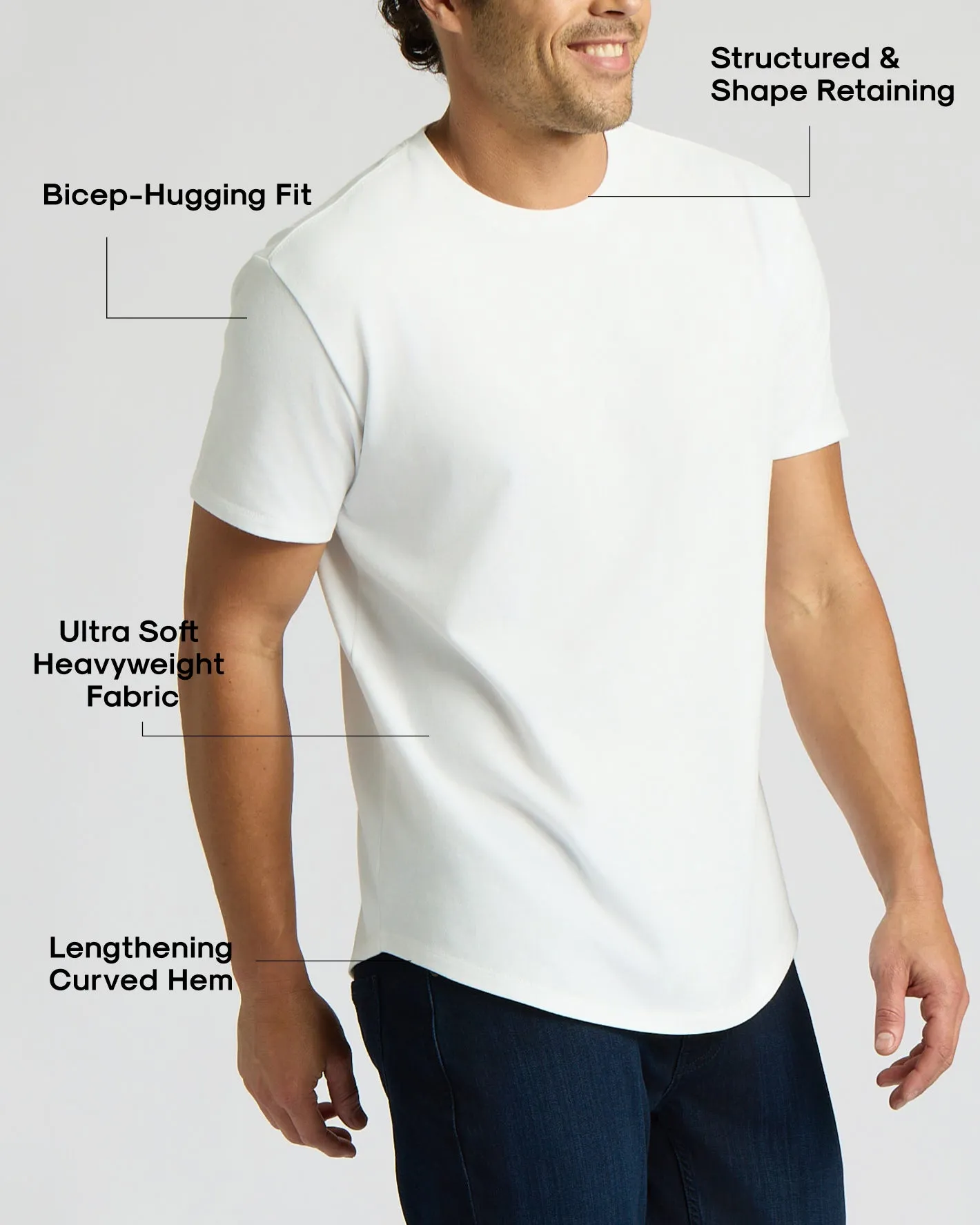 White Heavyweight Curved Hem Crew sold by True Classic product image thumbnail 3