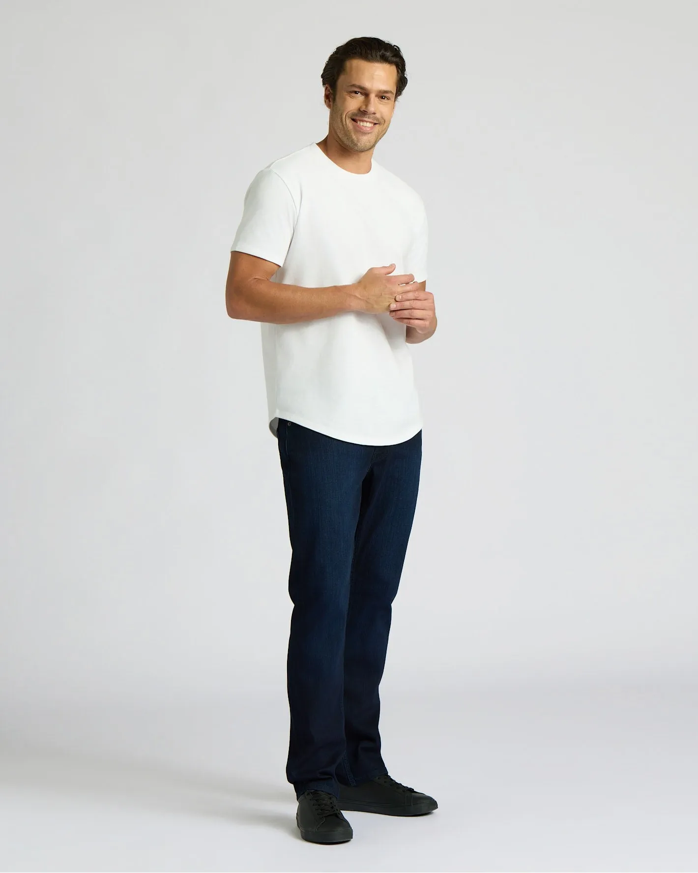 White Heavyweight Curved Hem Crew sold by True Classic product image thumbnail 4